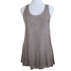 Enti vintage brown mix media 💯% modal high low boho tank top, sz S (PTP 18 in)